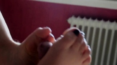 Amateur Footjob Cum On Sexy Feet