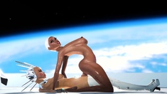 Super sexy android dickgirl fucks a hot ebony on a spaceship