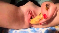 Wet Latina Cunt Opens For A Banana