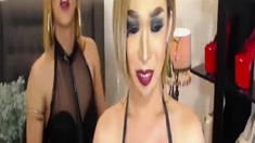 Two Perfect Big Cock Trannies Jerk Each Other Off