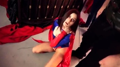 Superhero taken down - behind the scene hardcore cosplay