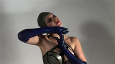 Latex slut solo anal masturbation