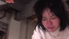 Asian loves huge toys in her ass