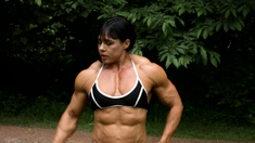 Outdoor anal solo and masturbating blonde