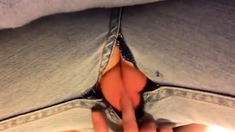 Orgasmic Amateur in Torn Jeans