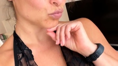 Canadian milf in white lingerie masturbates plump pussy