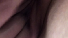 Close up with blonde seductress masturbating pussy