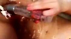Fat Amateur With Big Jugs Masturbates With Toy