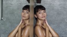 Petite brunette and Thai MILF strip nude