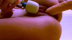 Stacked brunette goes solo toys and masturbation