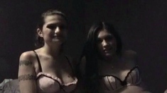 Beautiful amateur brunette lesbians at play