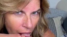 Blonde With Natural Big Boobs Loves Putting A Toy In Her