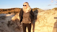 Blonde teen nudist Virginie at beach