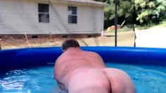 Bearded Daddy Plays Naked By The Pool