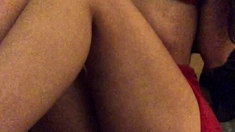 Russian brunette busty camgirl masturbating on webcam