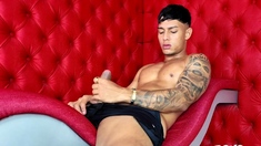 Tattooed Latino Hunk With Massive Cock Masturbates