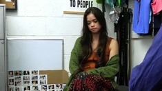Cute Teen Eighteen In Green Sweater Is Handcuffed