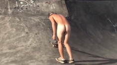 nice nude Skater boy on skateboard