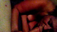 Dark haired amateur blowjob and handjob in fake taxi