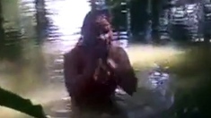 bangla girl rina bathing in pond