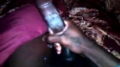 stroking bbc cumshot playing with my big long black dick