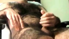 very hairy man cumming